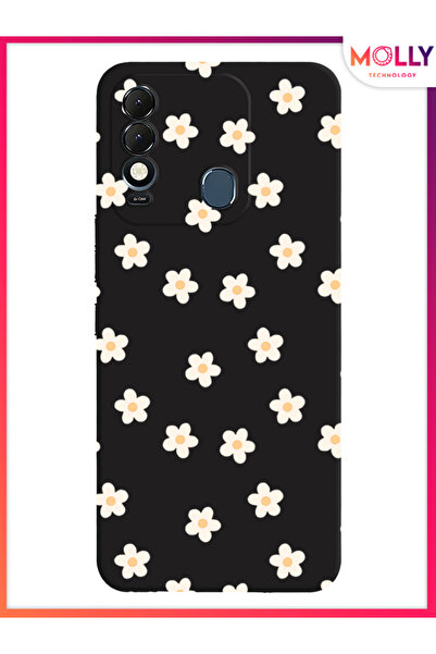 Molly Tecno Spark 8T İçin Siyah Daisy Drift Desenli Silikon Kılıf