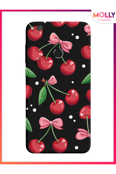 Molly Huawei P 9 Lite 2017 İçin Siyah Berry Ribbon Desenli Silikon Kılıf
