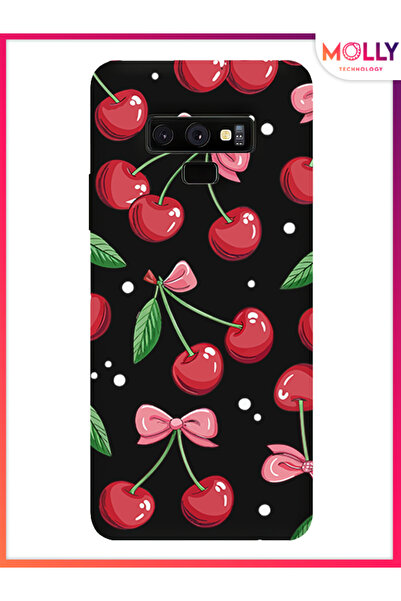 Molly Samsung Galaxy Note 9 İçin Siyah Berry Ribbon Desenli Silikon Kılıf