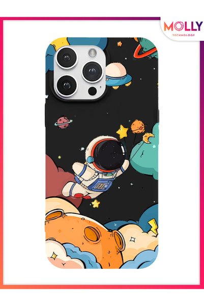Molly حافظة سيليكون بنمط Starfall Explorer باللون الأسود لهاتف iPhone 13 Pro