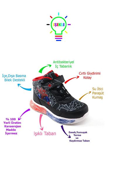 Pabuçland Spidermen Lighted Daily Children's Boots