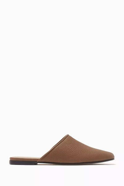 12storeez Leather Mules Slippers, Quadrat Toe