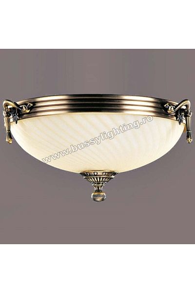 CandelabreClasice Plafoniera Omega cu Diam 33 cm, Desing Clasic, Finisaj Bronz Antic, Abajur Crem