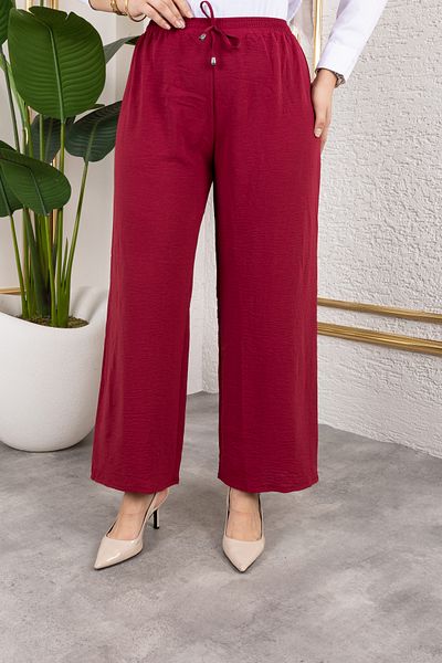 Nevayla Moda Casual Ayrobin Trousers with Elastic Waist - Cherry Rot / A0103