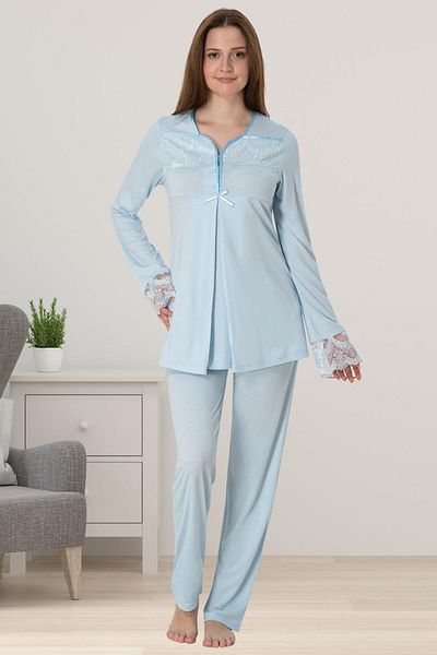 by İGP Set de pijamale cu talie reglabilă pentru maternitate, cu mâneci lungi