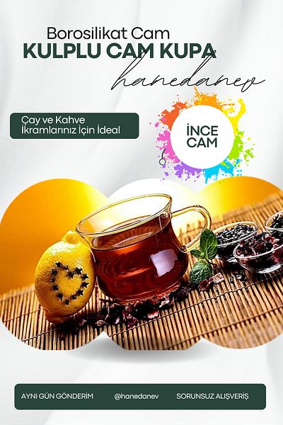 Hanedanev 1Pc Borosilicate Heat Resistant Glass Mug with Handle Tea and Coffee Cup 250ml