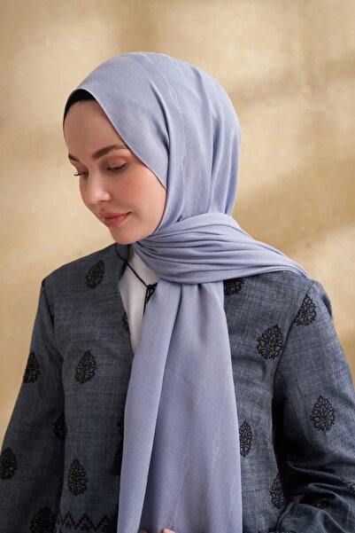 ARMANDA Denim Blue Cotton Modal Aden Pattern Shawl 3355