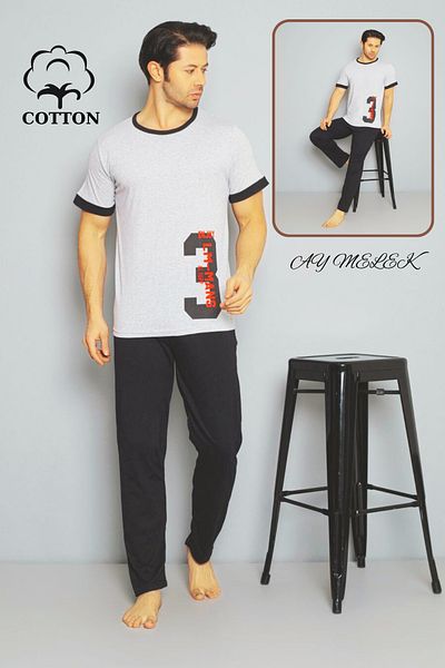 AYMELEK Men's Cotton Pajama Set Cotton Shirt and Pajama Set