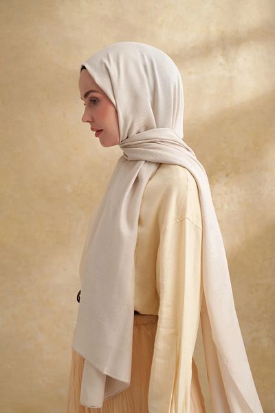 ARMANDA Beige Lyocell Nomade Pattern Shawl 3354
