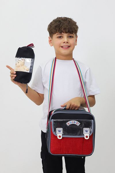 Probag Set de 3 genți Space Written Rucsac Cutie de prânz Suport stilou Jucărie de pluș pentru școala primară