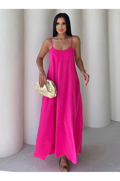 EGZOTİK ASORTİK Wide Cut Dress with Adjustable Straps and Pockets