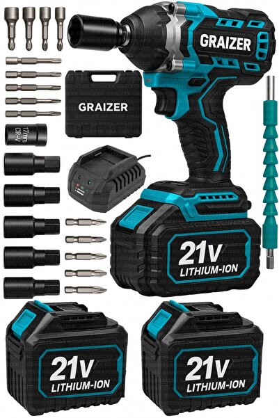 Graizer 1600 Nm Akülü Somun Bijon Sökme Takma Sikma Makinesi Matkap Vidalama Kömürsüz Motor i