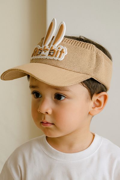 CosmoOutlet Cute Rabbit Eared Summer Sunscreen Light Brown Color Children's Visor Hat
