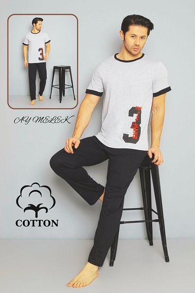 AYMELEK Men's Cotton Pajama Set Cotton Shirt and Pajama Set