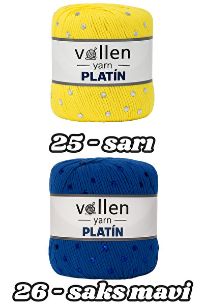 vollen yarn Platin Pullu Örgü Ipi,parlak Simli Tığ Ve Şiş Uyumlu Yün, Sarı