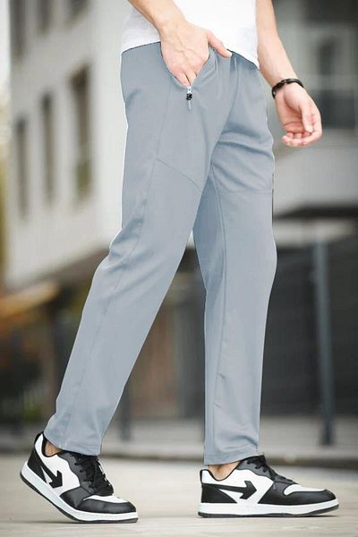 Oksit Fico Diver Scuba Fabric Slim Fit Straight Leg Sweatpants with Stitching Detail
