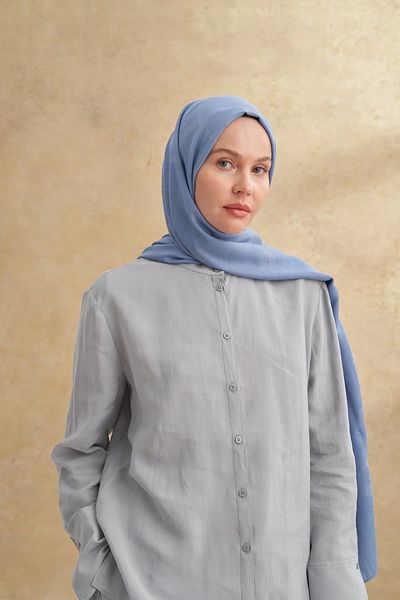 ARMANDA Denim Blue Baroque Pattern Shawl 3357