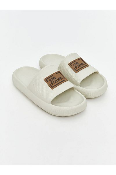 LC Waikiki Beige Single Strip Printed Men's Slippers