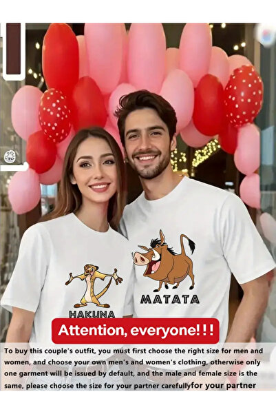 SVART WEAR Tricou oversize pentru cuplu Combinație pentru cuplu Graffiti asortat Hakuna Matata PRET PENTRU O PERSONĂ