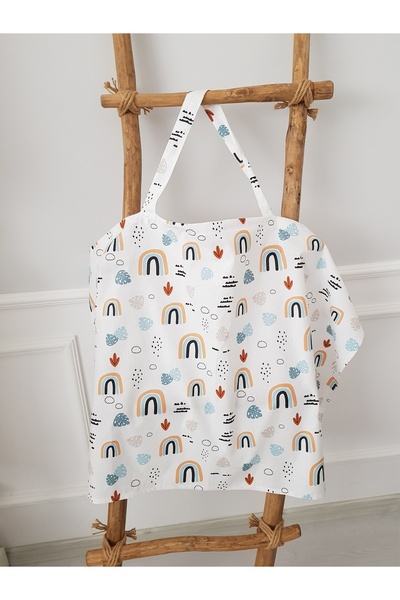 artıbebe Gökkuşaklı Balenli Emzirme Önlüğü – Nefes Alabilen, Desenli Bebek Emzirme Örtüsü