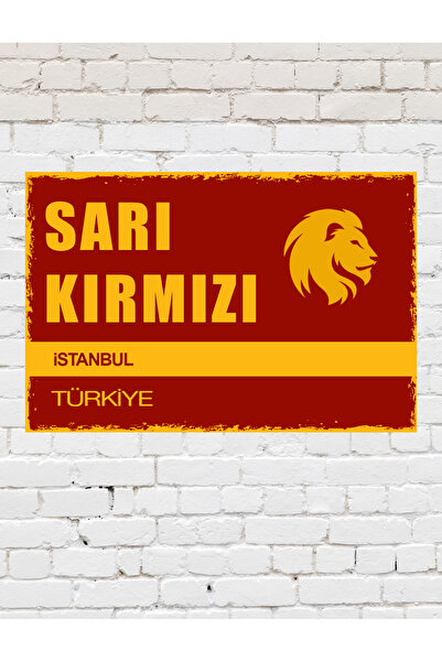 TABLOX "gǎlațasaray" Sarı Kırmızı Şampiyon Taraftar Aslan Futbol Dekoratif So...