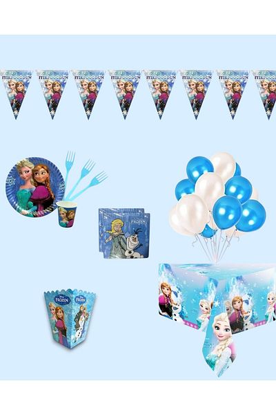 Evabrite Frozen Elsa Birthday Party Set - Girl's Birthday Decorations for 16 People