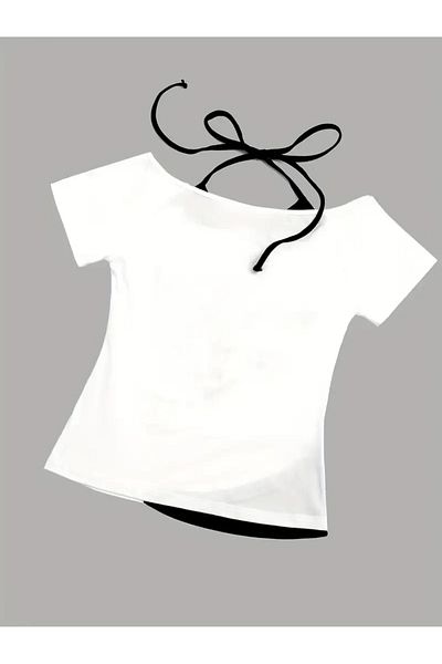 1blood Flower Breeze Vintage Grunge Letter Madonna Guler cu curea suplimentară Crop cu mânecă scurtă pentru tot corpul