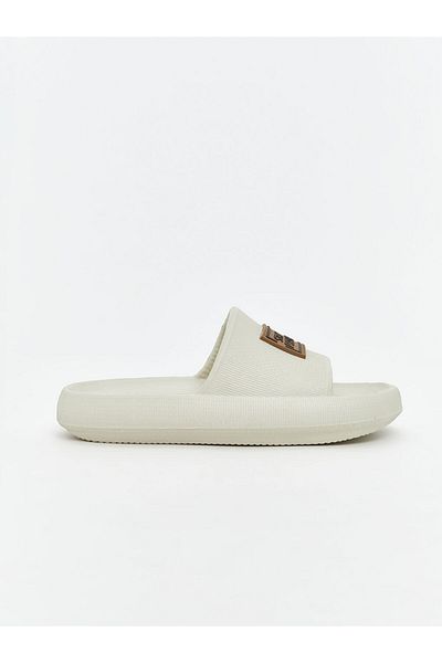 LC Waikiki Beige Single Strip Printed Men's Slippers