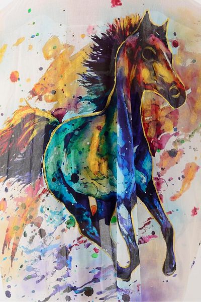 Hazinedan Horse at Detail Authentic Glitter Detail Kimono Pareo