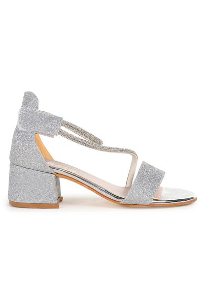AYAKKABIMOOD Glitter Girl's 4 cm Heeled Sandals Evening Dress Shoes