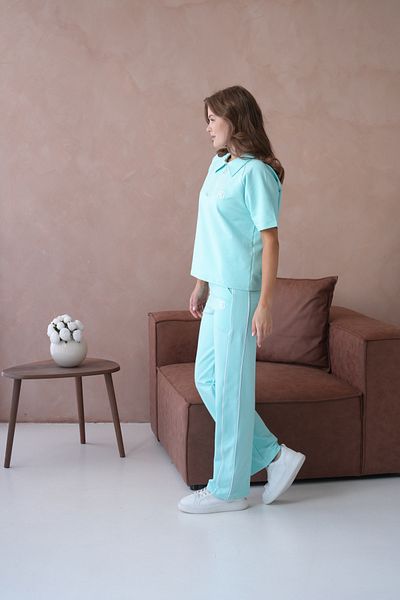BRANDENBURG Polo Neck Piping Bg Embroidered Zippered Short Sleeve Tracksuit Set