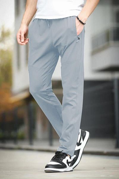 Oksit Fico Diver Scuba Fabric Slim Fit Straight Leg Sweatpants with Stitching Detail