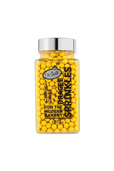 Dr. Gusto 4 mm Yellow Beads Sugar 250 g – Cake and Dessert Decoration Sugar