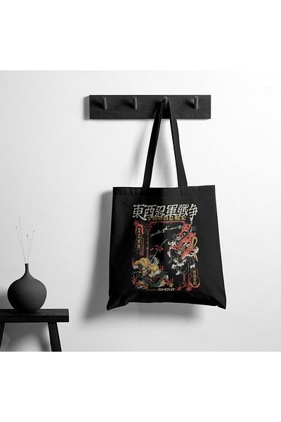 Shout Clash Musashi Vs Sasuke Black Tote Bag