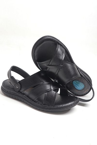Ayakkabı Vakti Genuine Leather Heel Support Gel Sole Both Slippers and Sandals Men's Sandals