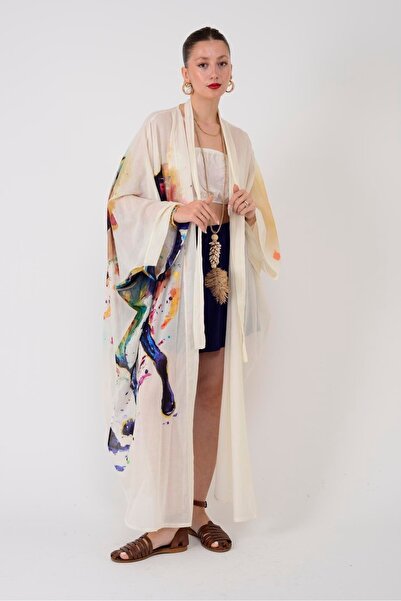 Hazinedan Horse at Detail Authentic Glitter Detail Kimono Pareo