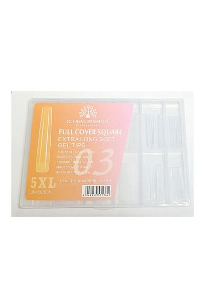 GIRLS CORNER Set 120 bucati tipsuri dizolvabile - soft gel, 12 marimi, 5XL extra-lung, patrat, Nr. 03