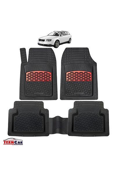 TEAMCAR ® Universal Tray Mats Audi A4 B6 Variant (2000–2004), Set Of 5 Pieces, Red