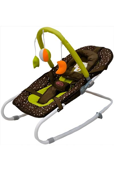 rexa Baby Rocking Chair with Headrest & 3 Cotton Toys – Multi-Color Recliner Bed (68D x 43W x 57H cm)
