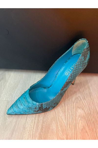 Poletto Special Khaki Snake Leather Stiletto Shoes