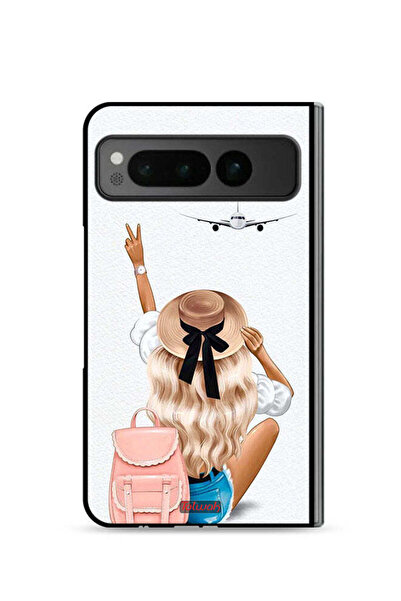 Tolwak غطاء حماية لهاتف جوجل بيكسل فولد 5G - فتاة تحب السفر