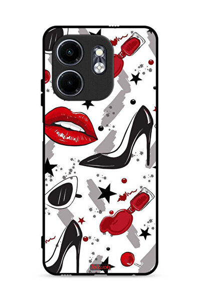 Tolwak غطاء حماية لهاتف Infinix Hot 50i 4G برسومات أحمر شفاه وحذاء