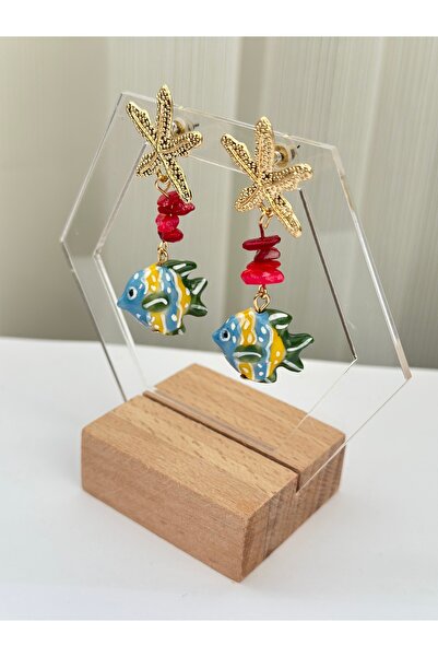 mibrillo Murano Colorful Fish Earrings with Sea Stars. Summer Earrings. Trend...