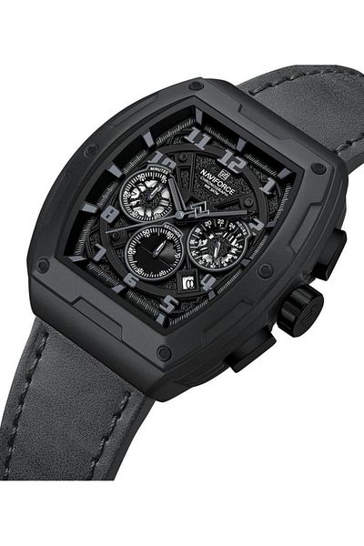 Naviforce Luxury Chronograph Wrist Watch for Men with Leather Strap Water Resistant Multi-Function Timepiece