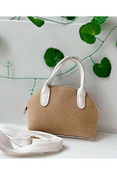 h&c bag butik Black Straw Textured Mini Top Handle Bag