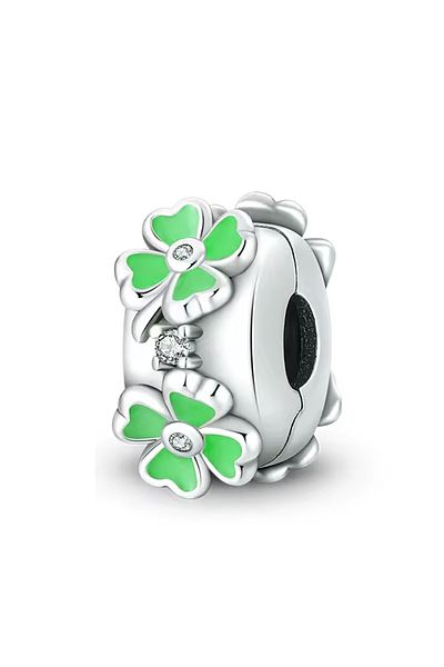 Fubena Clover Row Clip Silver Charm