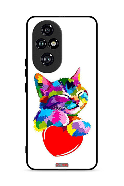 Tolwak غطاء حماية لهاتف Honor 200 Pro 5G بتصميم قطة ملونة