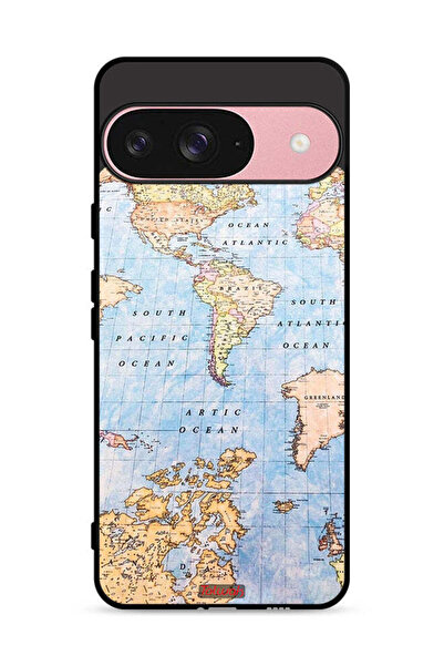 Tolwak غطاء حماية لجهاز Google Pixel 9 بتصميم خريطة العالم