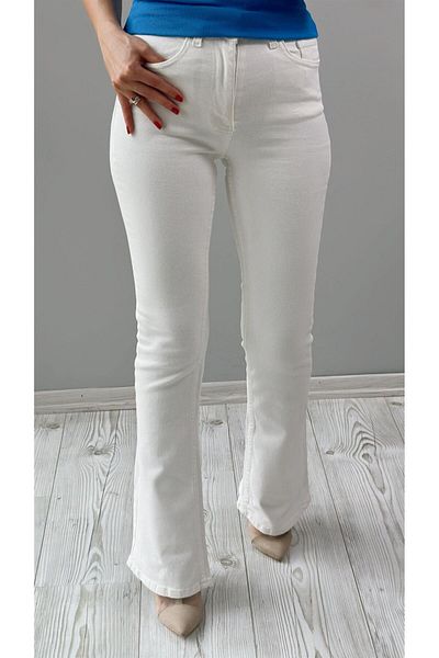 Ramrod Pantaloni de blugi spaniole din Lycra albă Snow Quen pentru femei