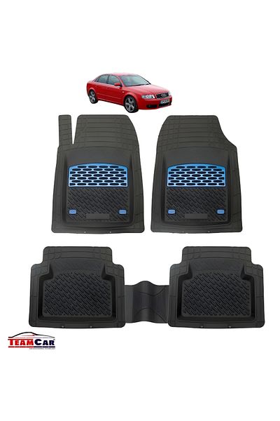 TEAMCAR ® Universal Tray Mats Audi A4 B6 Sedan (2000–2004), Set Of 5 Pieces, Blue